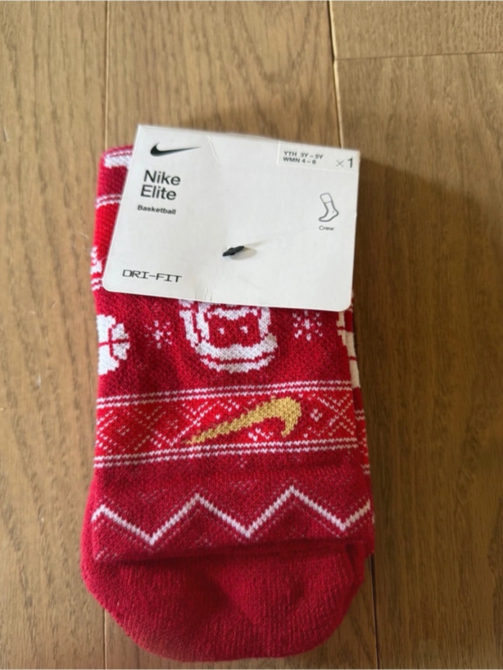 Nike Red Christmas Pattern Crew Socks
